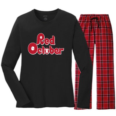 Red October Philadelphia Vintage Women's Long Sleeve Flannel Pajama Set 