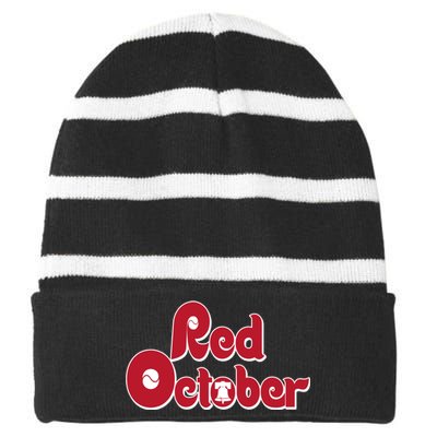 Red October Philadelphia Vintage Striped Beanie with Solid Band