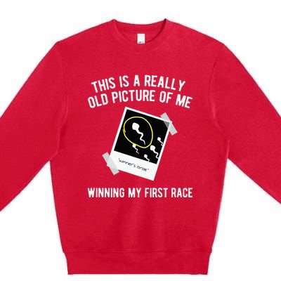 Really Old Picture Of Me First Race Funny Saying Gag Gift Premium Crewneck Sweatshirt