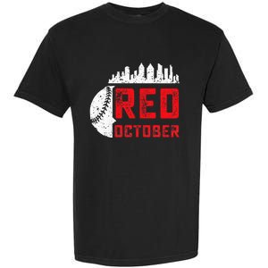 Red October Philly Philadelphia Baseball Retro Skyline Garment-Dyed Heavyweight T-Shirt