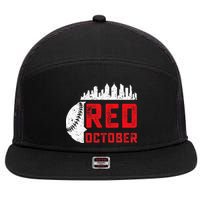 Red October Philly Philadelphia Baseball Retro Skyline 7 Panel Mesh Trucker Snapback Hat