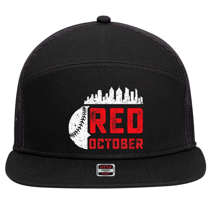 Red October Philly Philadelphia Baseball Retro Skyline 7 Panel Mesh Trucker Snapback Hat