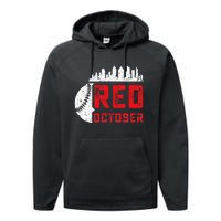 Red October Philly Philadelphia Baseball Retro Skyline Performance Fleece Hoodie