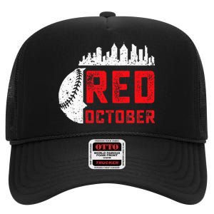 Red October Philly Philadelphia Baseball Retro Skyline High Crown Mesh Back Trucker Hat