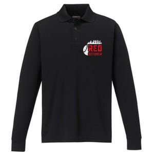 Red October Philly Philadelphia Baseball Retro Skyline Performance Long Sleeve Polo