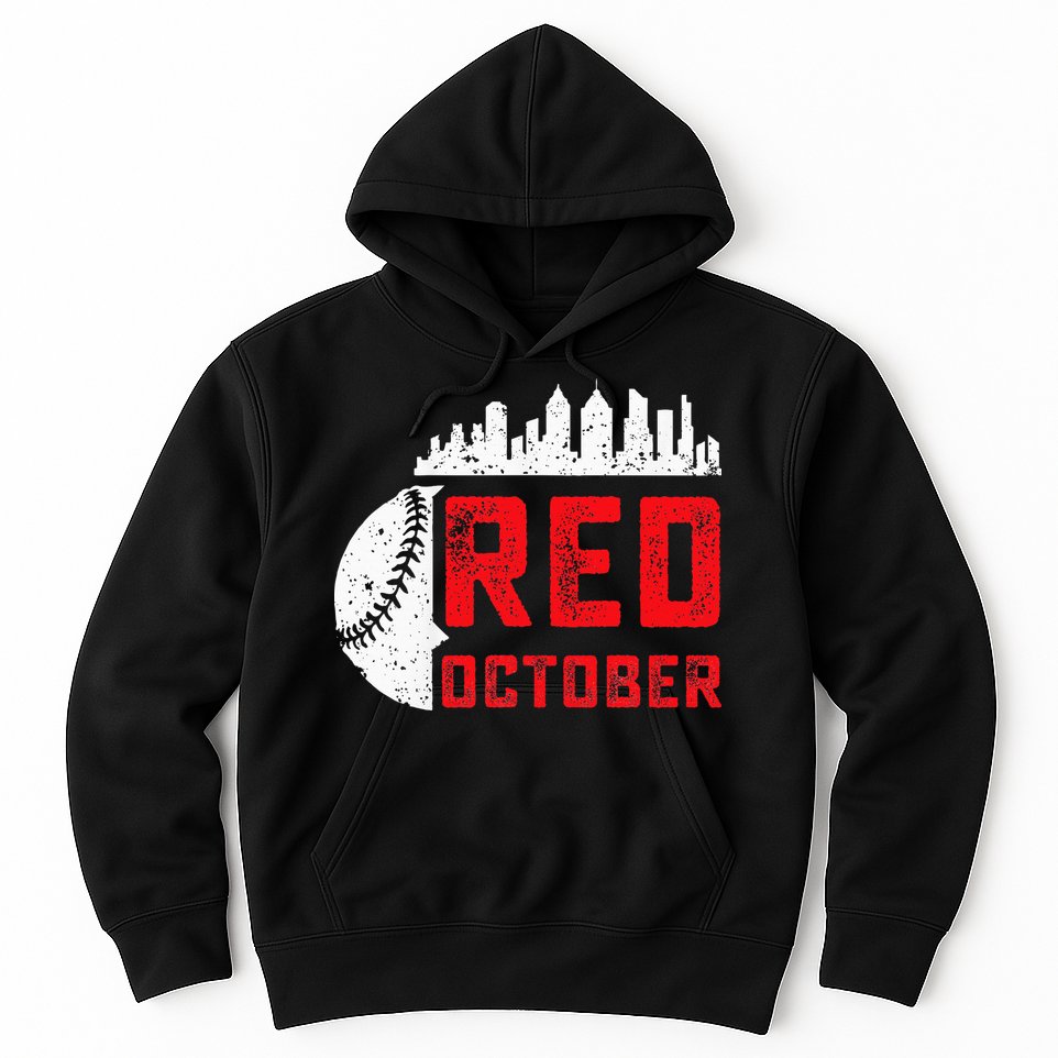 Red October Philly Philadelphia Baseball Retro Skyline Hoodie