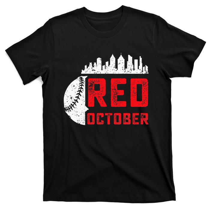 Red October Philly Philadelphia Baseball Retro Skyline T-Shirt