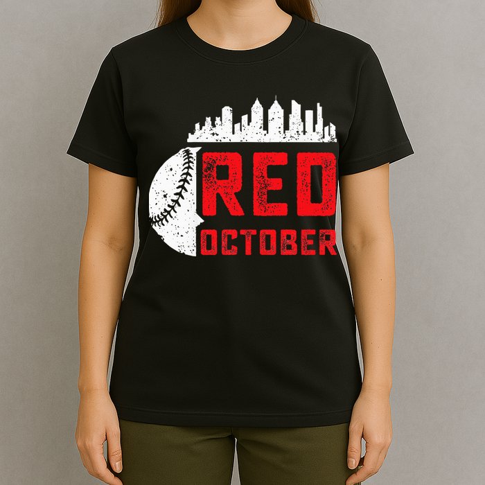 Red October Philly Philadelphia Baseball Retro Skyline T-Shirt
