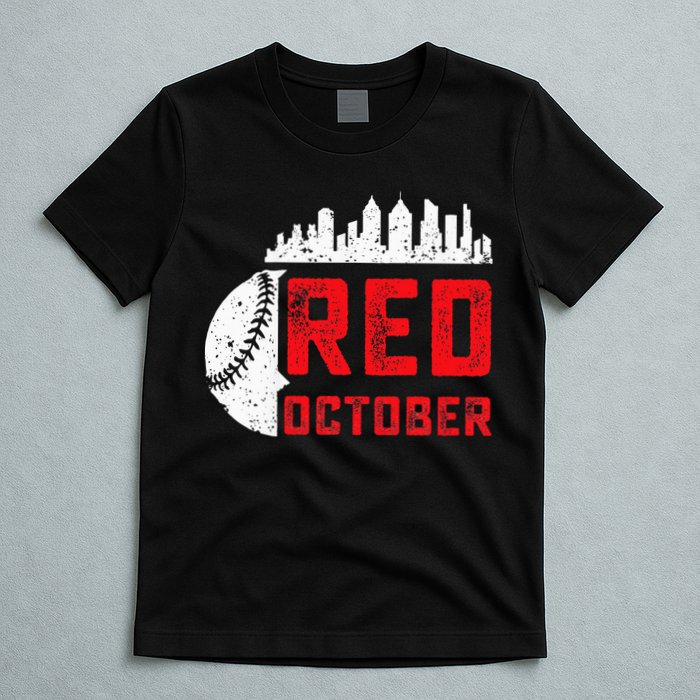 Red October Philly Philadelphia Baseball Retro Skyline T-Shirt