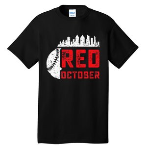 Red October Philly Philadelphia Baseball Retro Skyline Tall T-Shirt