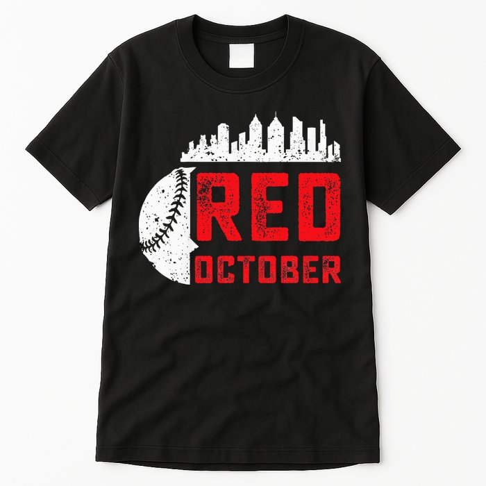 Red October Philly Philadelphia Baseball Retro Skyline Tall T-Shirt