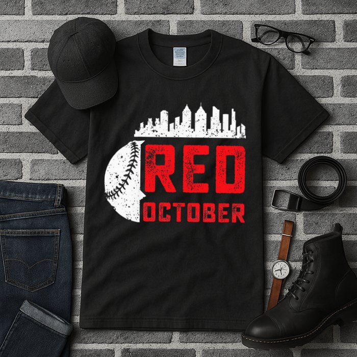 Red October Philly Philadelphia Baseball Retro Skyline Tall T-Shirt