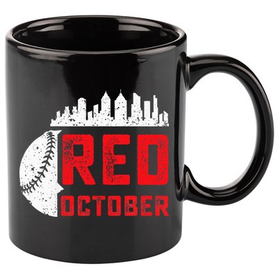Red October Philly Philadelphia Baseball Retro Skyline 11oz C Handle Ceramic Mug
