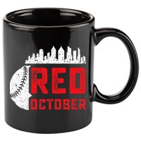 Red October Philly Philadelphia Baseball Retro Skyline 11oz C Handle Ceramic Mug