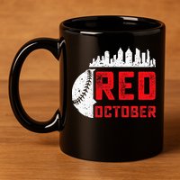 Red October Philly Philadelphia Baseball Retro Skyline 11oz C Handle Ceramic Mug