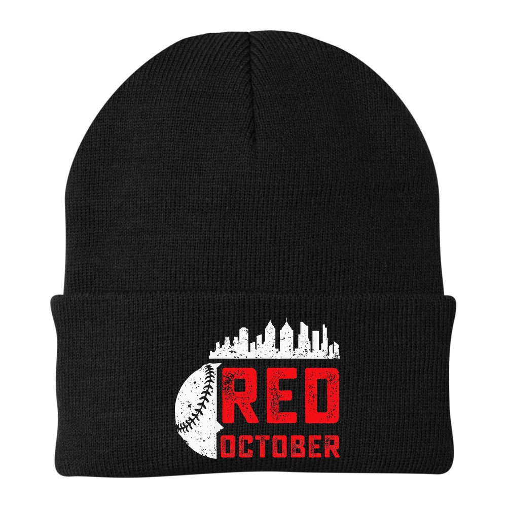 Red October Philly Philadelphia Baseball Retro Skyline Beanie