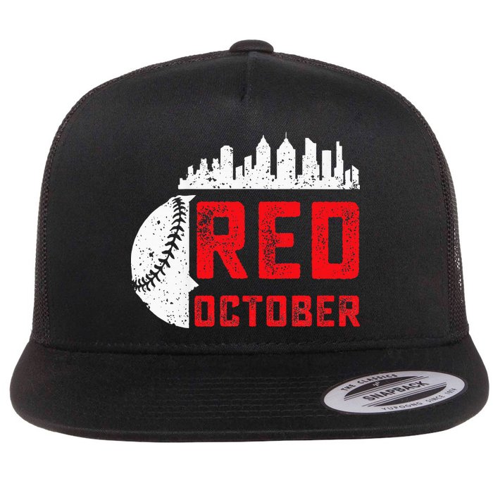 Red October Philly Philadelphia Baseball Retro Skyline Flat Bill Trucker Hat