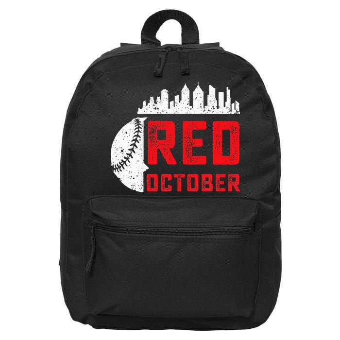 Red October Philly Philadelphia Baseball Retro Skyline 16 in Basic Backpack