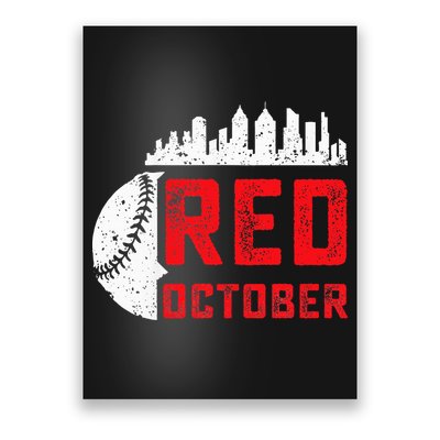 Red October Philly Philadelphia Baseball Retro Skyline Poster