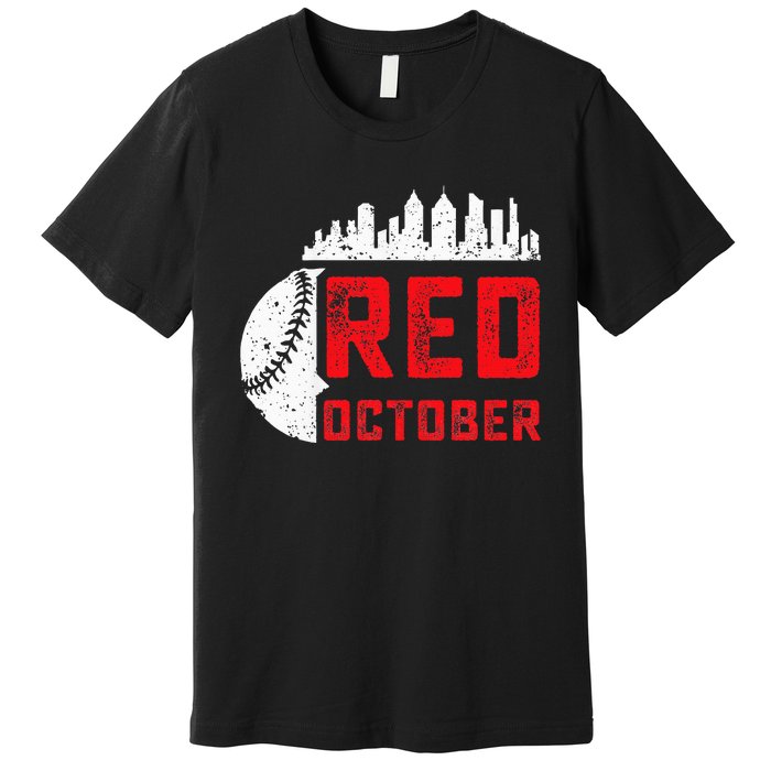 Red October Philly Philadelphia Baseball Retro Skyline Premium T-Shirt