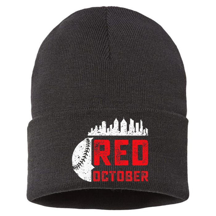 Red October Philly Philadelphia Baseball Retro Skyline Sustainable Knit Beanie