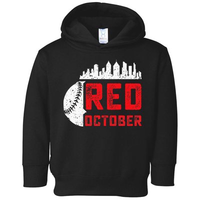 Red October Philly Philadelphia Baseball Retro Skyline Toddler Hoodie