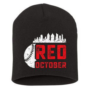 Red October Philly Philadelphia Baseball Retro Skyline Short Acrylic Beanie