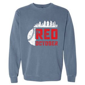 Red October Philly Philadelphia Baseball Retro Skyline Garment-Dyed Sweatshirt