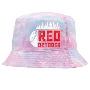 Red October Philly Philadelphia Baseball Retro Skyline Tie-Dyed Bucket Hat