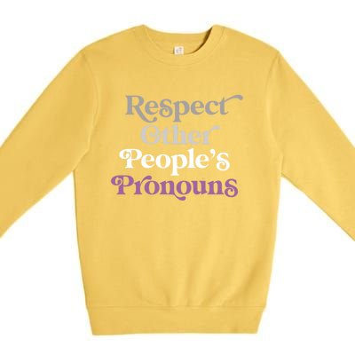 Respect Other Peoples Pronouns Asexual Lgbtqia Pride Flag Great Gift Premium Crewneck Sweatshirt