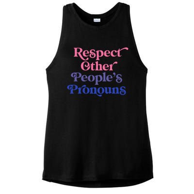 Respect Other Peoples Pronouns Bisexual Lgbtqia Pride Flag Gift Ladies PosiCharge Tri-Blend Wicking Tank