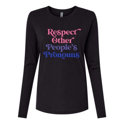 Respect Other Peoples Pronouns Bisexual Lgbtqia Pride Flag Gift Womens Cotton Relaxed Long Sleeve T-Shirt