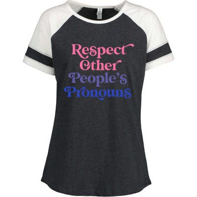 Respect Other Peoples Pronouns Bisexual Lgbtqia Pride Flag Gift Enza Ladies Jersey Colorblock Tee