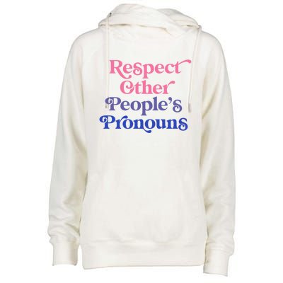 Respect Other Peoples Pronouns Bisexual Lgbtqia Pride Flag Gift Womens Funnel Neck Pullover Hood