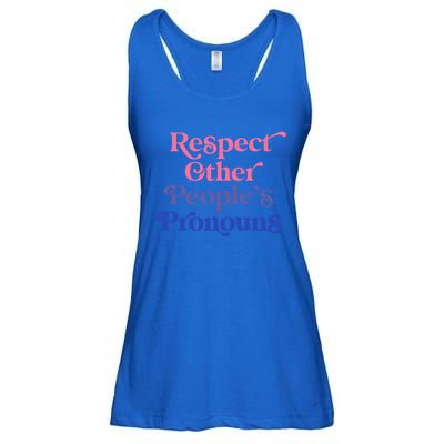 Respect Other Peoples Pronouns Bisexual Lgbtqia Pride Flag Gift Ladies Essential Flowy Tank