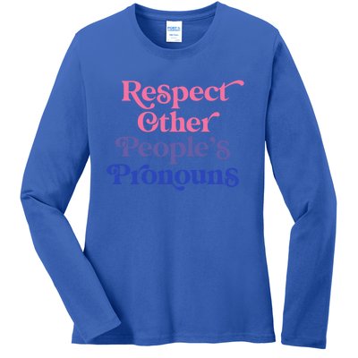 Respect Other Peoples Pronouns Bisexual Lgbtqia Pride Flag Gift Ladies Long Sleeve Shirt