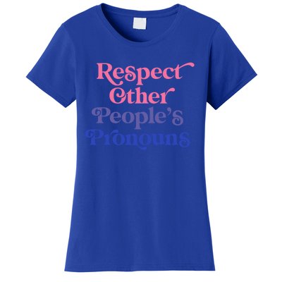 Respect Other Peoples Pronouns Bisexual Lgbtqia Pride Flag Gift Women's T-Shirt