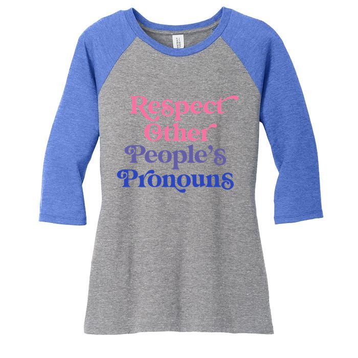 Respect Other Peoples Pronouns Bisexual Lgbtqia Pride Flag Gift Women's Tri-Blend 3/4-Sleeve Raglan Shirt