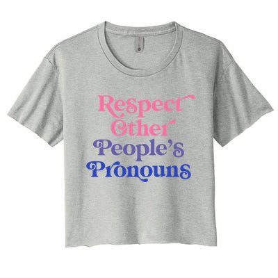 Respect Other Peoples Pronouns Bisexual Lgbtqia Pride Flag Gift Women's Crop Top Tee