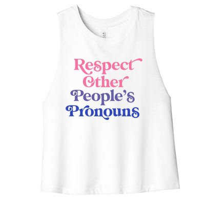 Respect Other Peoples Pronouns Bisexual Lgbtqia Pride Flag Gift Women's Racerback Cropped Tank