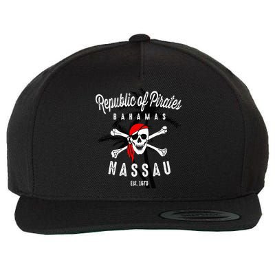 Republic Of Pirates Nassau Bahamas Vintage Summer Wool Snapback Cap