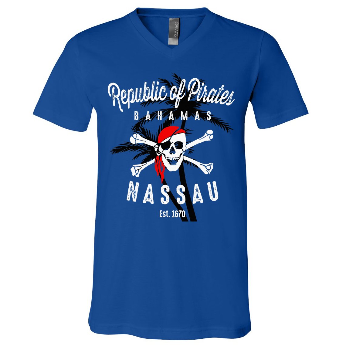 Republic Of Pirates Nassau Bahamas Vintage Summer V-Neck T-Shirt