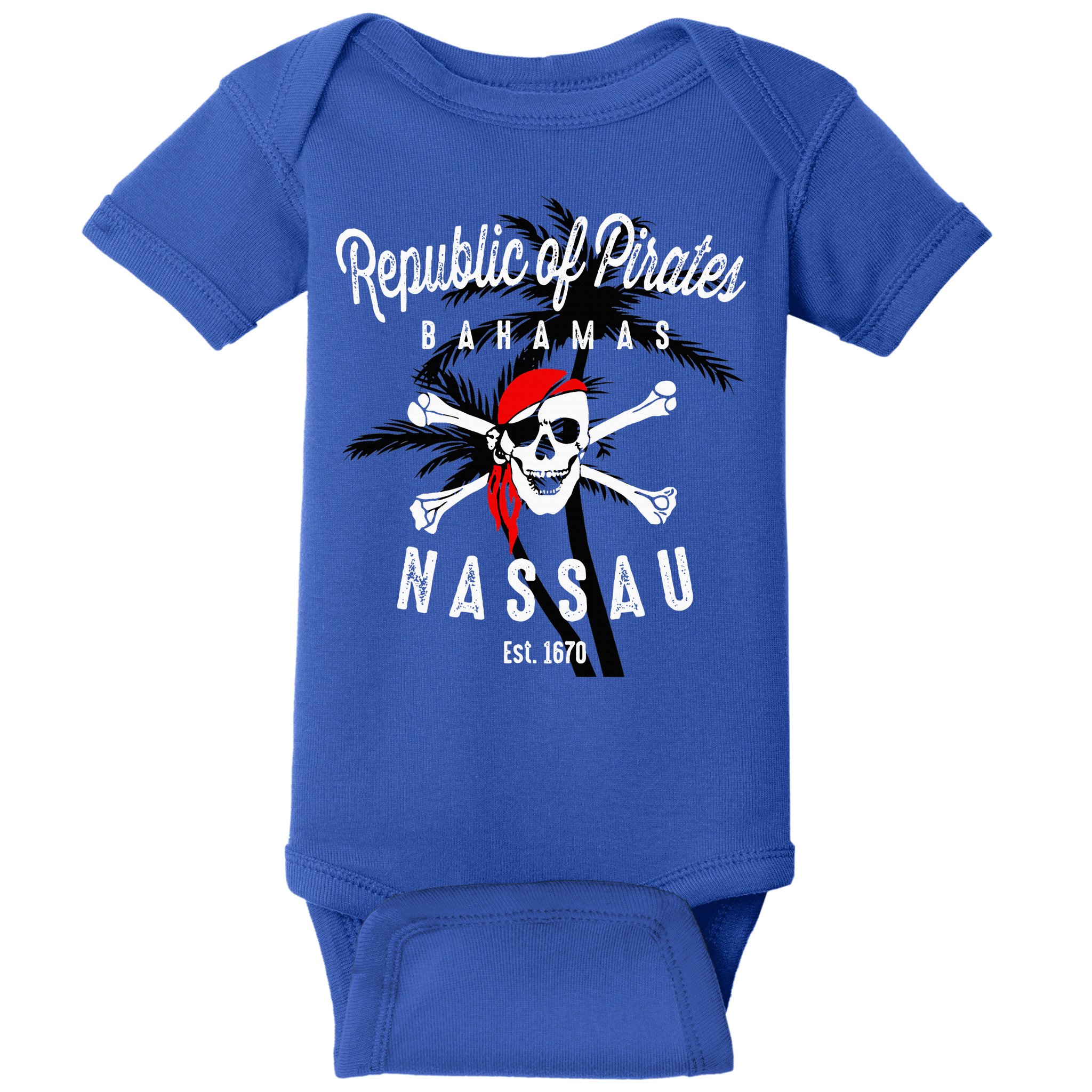 Republic Of Pirates Nassau Bahamas Vintage Summer Baby Bodysuit
