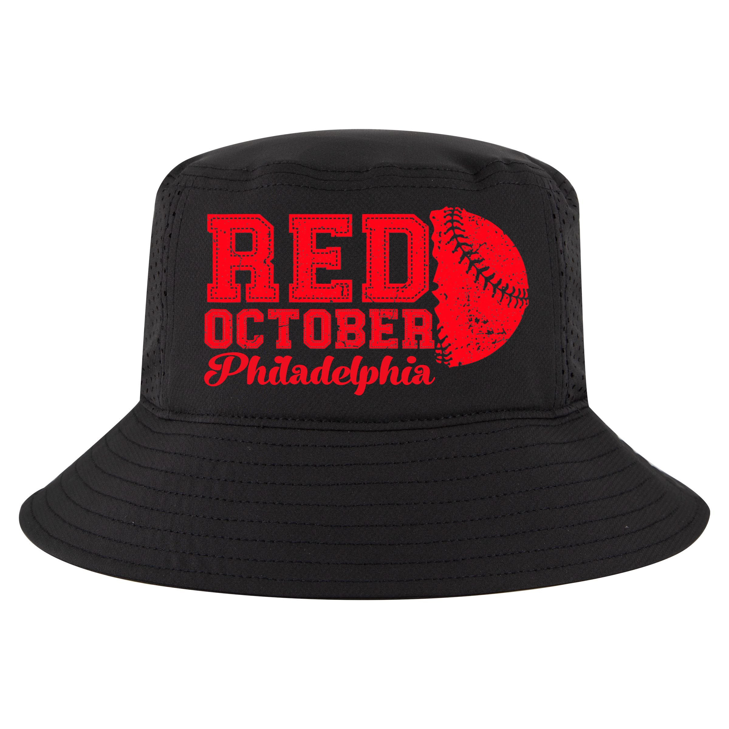 Red October Philadelphia Skyline Retro Philly Cityscap Cool Comfort Performance Bucket Hat