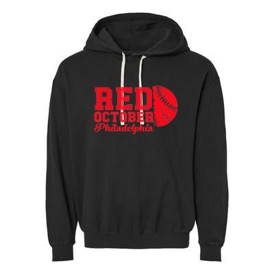 Red October Philadelphia Skyline Retro Philly Cityscap Garment-Dyed Fleece Hoodie