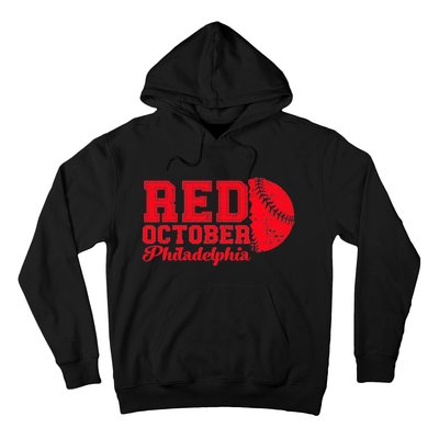 Red October Philadelphia Skyline Retro Philly Cityscap Hoodie