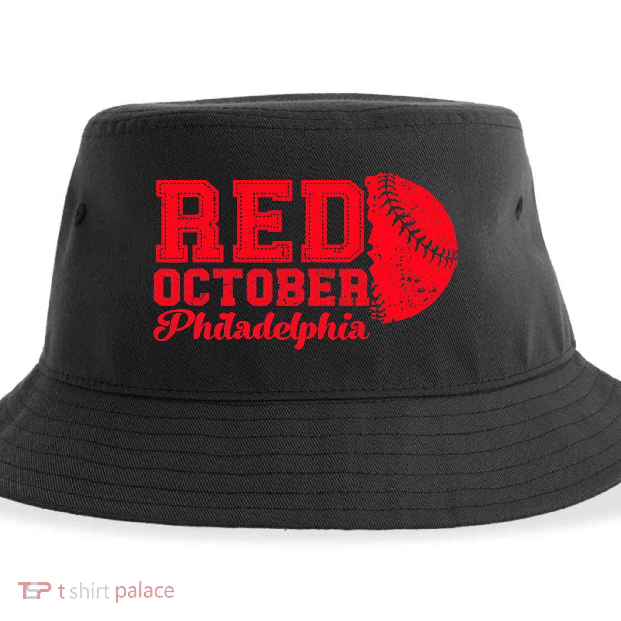 Red October Philadelphia Skyline Retro Philly Cityscap Sustainable Bucket Hat