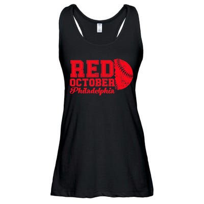 Red October Philadelphia Skyline Retro Philly Cityscap Ladies Essential Flowy Tank