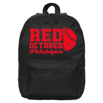 Red October Philadelphia Skyline Retro Philly Cityscap 16 in Basic Backpack