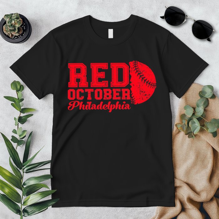 Red October Philadelphia Skyline Retro Philly Cityscap Premium T-Shirt